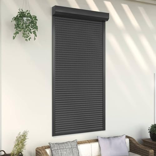 Homgoday Rollladen Aluminium Rollladenpanzer Behang Rolladen Rolladenbehang Vorbaurollladen Vorbaurolladen Rolllade für Fenster 110x220 cm Anthrazit