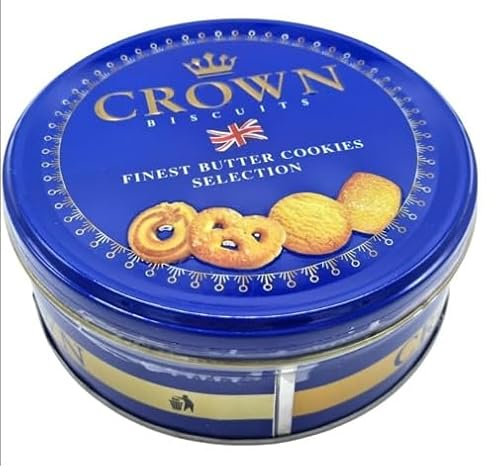 Crown Biscuits Finest Butter Danish Cookies Selection Tin 140g, Sweet Perfect for Gifting Mothers day, Fathers Day, Anniversary, Thank you, Easter, Christmas Day, All Occassions (1 Tin x 140g)
