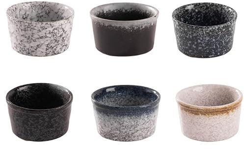 UIOPPOI Set di 6 stampini Piccoli in Porcellana Giapponese, Set di stampini Vintage Creme Brulée, Piatti in Ceramica per soufflé, per Torte, budini, Gelati 8X4.5CM A