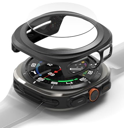 Ringke Coque en Verre Trempé Compatible avec Samsung Galaxy Watch Ultra [Slim] Solide Rigide Bumper Étui Protection Anti-Rayures pour Coque Galaxy Watch Ultra - Titanium Black