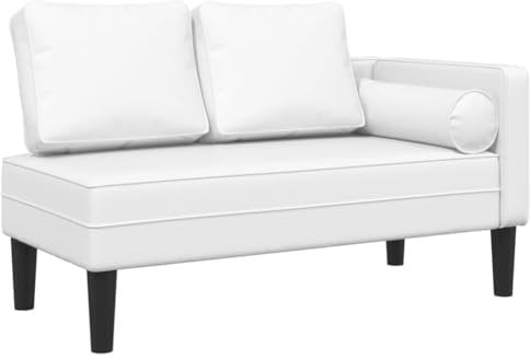 vidaXL Chaiselongue mit Kissen Weiß Kunstleder