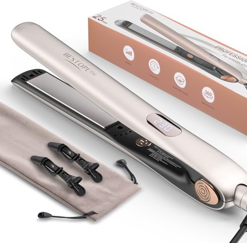 Plancha con revestimiento cerámico, 5 niveles de temperatura, función de calentamiento rápido - para todo tipo de cabello