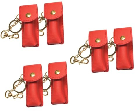 WRITWAA 6stücke Lippenstift Schlüsselanhänger Tasche Tragbare Lippenbalsam Aufbewahrung Für Frauen Lippenstift Etui Rot Stylische Make-up Lösung Für Unterwegs