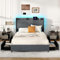 COSTWAY 4FT6 Double/5FT King Size Bed Frame with RGB LED Lights, Charging Station, Storage Headboard and 4 Underbed Drawers, Modern Platform Bed Frame Slat Support Mattress Base (King 5FT)