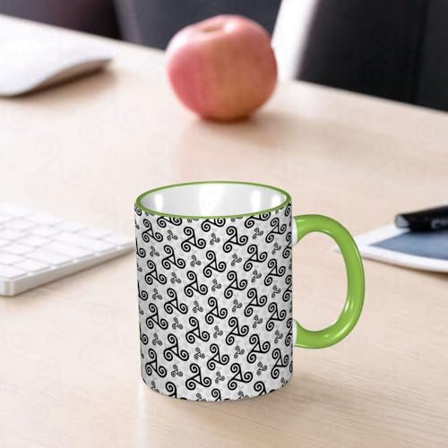 YOIUE Tasse aus Keramik - Große 11oz Tassen 330ml Kaffeetassen mit Henkel, 100% Handbemalt - Trinkgläser mit Griff - Weiß,Abstrakter Hintergrund. Schwarz-Weiß-Muster für Textilien und Tapeten
