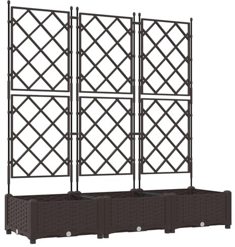 vidaXL Moderner Rechteckiger Pflanzenständer | Brauner UV-beständiger Außenpflanzkübel Maße 120 X 40 125,5 cm Langlebiger Polypropylen Ideal für Kletterpflanzen Innen und Außen