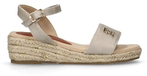 Tommy Hilfiger, Sandalen mit Keilabsatz aus Bast, Karin, Platinfarbe, 39