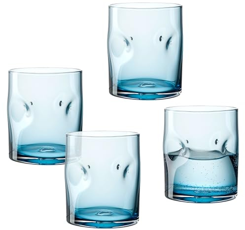 LEONARDO HOME VESUVIO Trinkglas • 4 Stück • 4 Farbgläser • Blaseneinschlüsse • Strukturoptik • Charakterstark • Getränkeglas • Wasserbecher • Softdrinks • Spülmaschinengeeignet • 300 ml • 077373