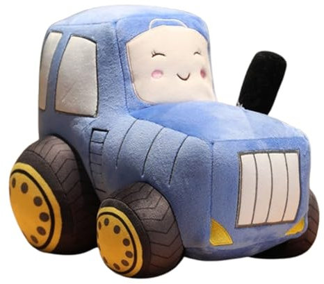 champracer Auto Plüsch Traktor Gefüllte Kissen,Plüschtier mit Cartoonauto, Simulation,Kuscheltier Kraftfahrzeuge Puppe,Weiches Schmusetier für Mädchen, Jungen, Babys (40cm,Blauer Traktor)