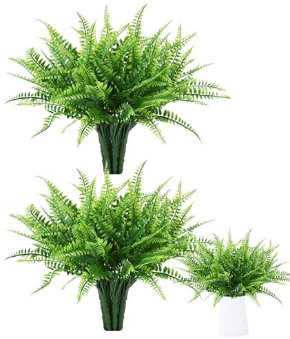 Felci artificiali per interni ed esterni,Boston artificiale felce | Vaso da esterno con felci sintetici Boston - Piante artificiali di felci Boston, steli di felci f f