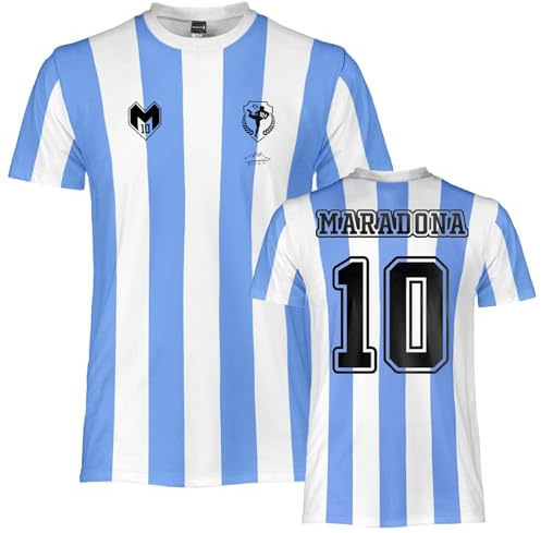 Diego Armando Maradona Official Replica Football Jersey Argentina for Boys and Adults, Baby Blue and White, M