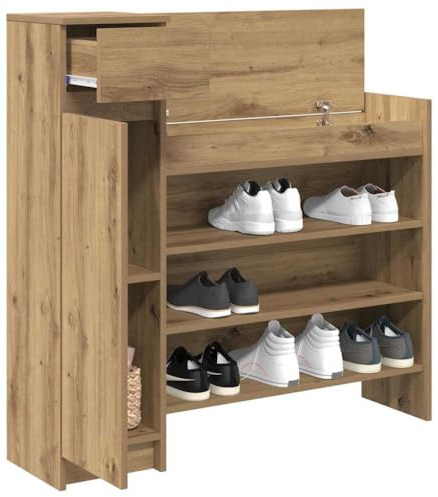 vidaXL Schuhschrank Artisan-Eiche 100,5 x 28 x 100 cm Holzwerkstoff, Moderner Schuhschrank für Zuhause, rechteckige Möbel mit viel Stauraum, ideal für die Wohnungsorganisation