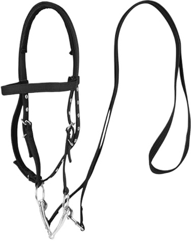Kopfband: Halfter mit plattierter Schnalle | Trense mit Hals-Verschluss mit 3-Punkt-Verstellung, bequeme gepolsterte Gurte für die tägliche Handhabung auf dem Bauernhof und dem ad