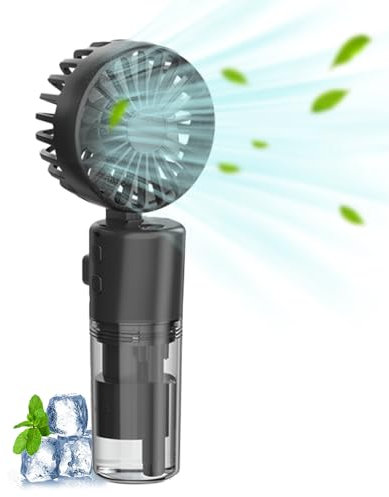 FYKTIK Mist Fan Handheld, Portable Handheld Fan with Water Mist Spray, Rechargeable Water Spray Fan with 4 Speeds, USB Mini Cooling Fans for Travel, Camping, Office, Outdoor (Black)