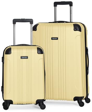 Kenneth Cole REACTION Out of Bounds Lightweight Hardshell 4-Wheel Spinner Luggage, Pale Banana, 2-Piece Set (20 & 28), Hardside 2pc Luggage Set with Spinner Wheels