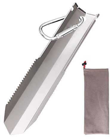Titan Schaufel Ultraleicht - Camping Schaufel Für Strand, Garten & Outdoor, Mini Klappspaten Mit Tragetasche, Titanium Handschaufel Für Wandern, Pfadfinder