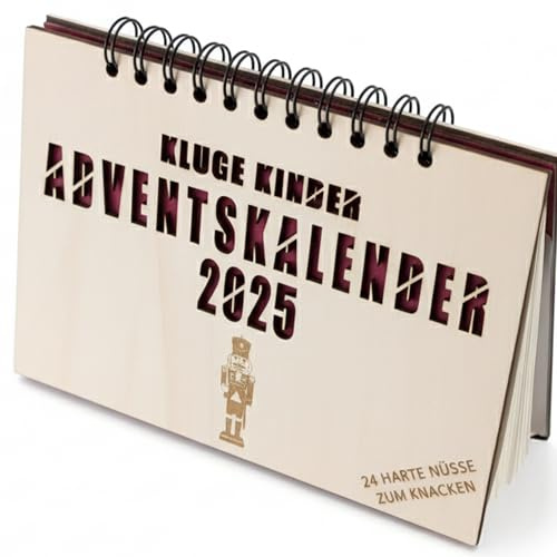 Adventskalender 2025 Tischkalender – 24 Rätsel und Weihnachtspuzzles für kluge Kinder mit Buchdeckel aus Holzpapier (Kluge Kinder)