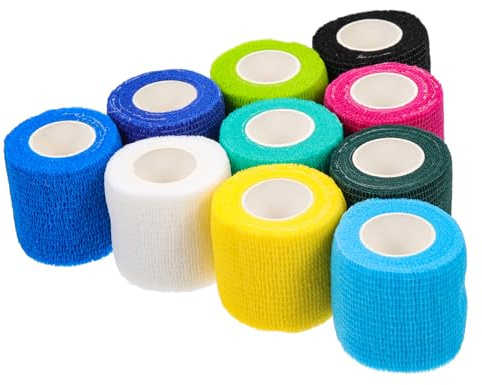 Didiseaon 12rollen Elastische Selbstklebende Tierarzt- Vet-wrap-Klebeband für Pferde und Hunde Atmungsaktives Verbandklebeband Leicht Anzulegen Sicher Haltend Geeignet für Zufällige Farbe
