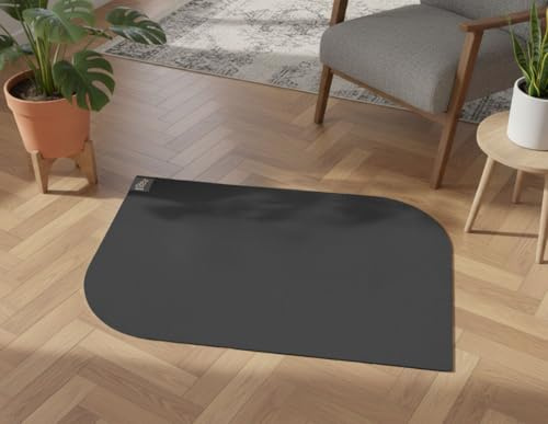 SANOZOO® Napfunterlage „Blatt“ – schadstofffrei Öko-Tex Zertifiziert, beidseitig rutschfest & waschbar – Futtermatte für Hund & Katze, Made in Germany Grau 60 x 90 cm