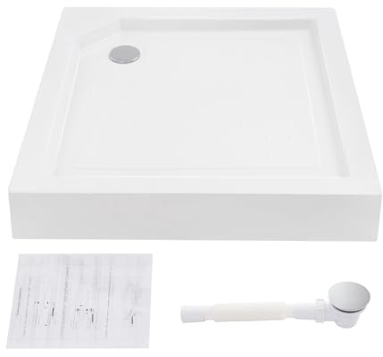 Duschwanne, 85x85cm Weiß Quadratisch Duschtasse, Duschwanne mit Höhenverstellbar Träger, Max Tragfähigkeit 260kg, für den Einsatz in Privaten Badezimmern und Hotels