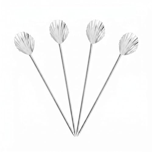 4PCS Stainless Steel Cocktail Pick,Gold Drinks Skewers Garnish Sticks,Reusable Metal Toothpicks Set,Bar Garnish Accessories Cocktail Sticks for Martini Olives,Fruit,Skewers Decoration (4Pcs, A2)
