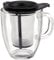 Bodum K11239-01 YO-YO Glass Mug with Tea Strainer (0.35 L/12 oz) - Black