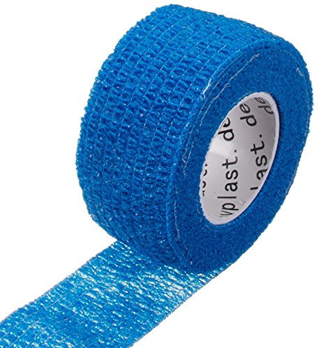 Happyplast Pflaster ohne Kleber (blau) | 5 Stück Fingerpflaster wasserfest selbsthaftend elastisch | Pflasterband selbstklebend 2,5 cm x 4,5 m | Selbsthaftendes Pflaster sensitiv