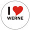 INDIGOS UG Aufkleber - Sticker - Autoaufkleber - I Love Werne - 8 cm Durchmesser rund - JDM - Die Cut - OEM - Auto - Heckscheibe - aussenklebend, rund, Auto LKW Truck Stadt