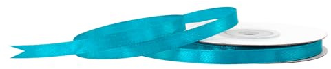 Satinband 6mm x 25m Rolle - FARBAUSWAHL in 3/6/12/18/25/38/50/75/100mm - farbecht & waschbar - Schleifenband für Hochzeit - Geschenkband zum Verpacken Dekorieren Basteln - Türkis 340D