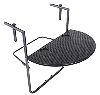 Unbekannt Hochwertiger Balkon Tisch Beistell Ablage Rattan Optik Stahl schwarz klappbar Harms 304725
