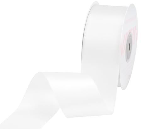 VATIN 38mm Wide Double Faced Polyester White Satin Ribbon - 45 Metre, Perfect for Wedding, Gift Wrapping, Bow Making & Other Projects