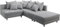 DELIFE Eckcouch Clovis Grau Flachgewebe mit Hocker Ottomane Rechts Ecksofa