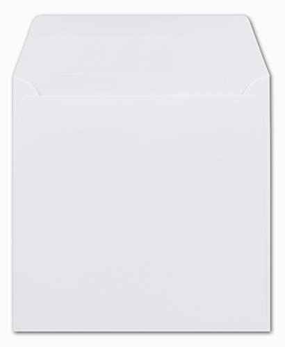 100 Quadratische Briefumschläge Weiß 15,5 x 15,5 cm 120 g/m² Nassklebung Post-Umschläge ohne Fenster ideal für Weihnachten Grußkarten Einladungen von Ihrem Glüxx-Agent