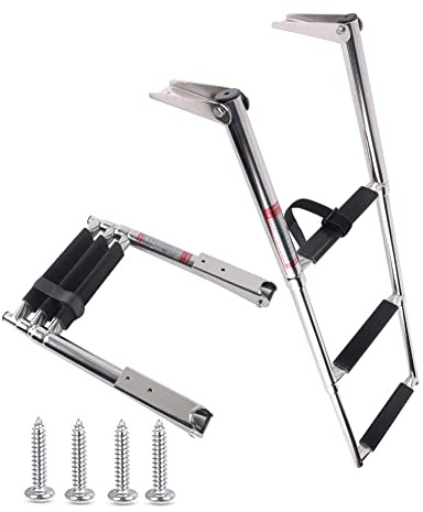 FUTURUP - Escalera Telescópica Pequeña de Acero Inoxidable para Barco (3 peldaños)