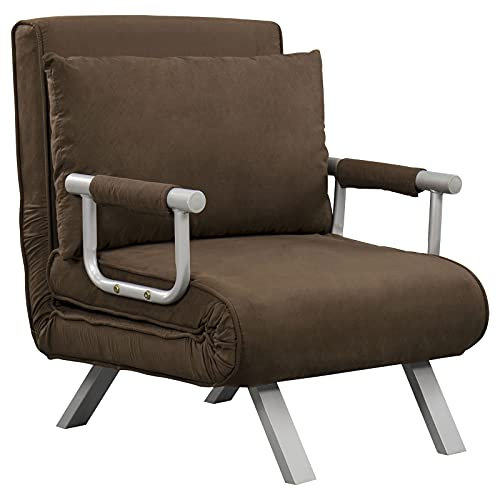 HOMCOM Fauteuil sillón, Metal, Marrón, 65x69x82cm