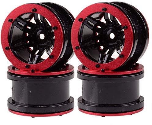 KEEDA 4PCS/Set 2,2-Zoll-Beadlock-Felgen RC Felgen für 1/10 RC Rock Crawler Auto AXIAL SCX10 RC4WD D90 Wraith YETI(Rot & Schwarz)