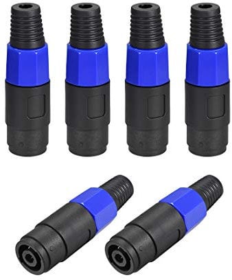 sourcing map SpeakOns Speaker Female Adapter Connectors,4 Pole Speaker Plug Twist Lock,Speakons Compatible,6pcs