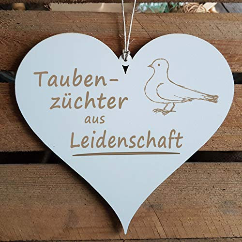 Schild Herz Taubenzüchter aus Leidenschaft - Motiv Taube - Dekoschild 13x12cm