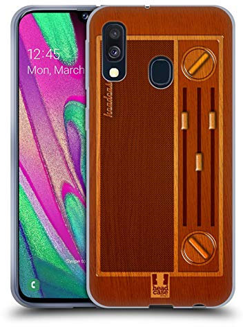 Head Case Designs Radio D'époque Gadget en Bois Coque en Gel Doux Compatible avec Samsung Galaxy A40 (2019)