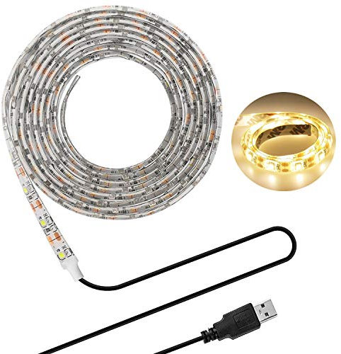 HapopFan USB TV Hintergrundbeleuchtung 6.56Ft/2m LED Band Licht für 40-60 Zoll HD Fernseher,wasserdichtes SMD 3528 5V warmweiß Bias Lighting,USB Bias Lighting für Heimkinos