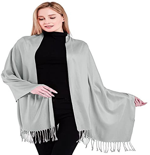 CJ Apparel Silbergrau Einfarbiges Design Stola Schal Umschlagtuch Schultertuch Tuch Zweite Wahl Pashmina NEU