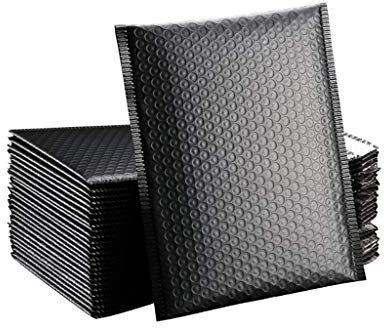 Dantazz 25 Stück Mehrzweck Versandtaschen, Poly, Luftpolstertaschen,Self Seal Schwarz Bubble Mailers Gepolsterte Umschläge Gefüttert Poly Mailer Self Seal [Drei Größen] (Black, 11×15+4)