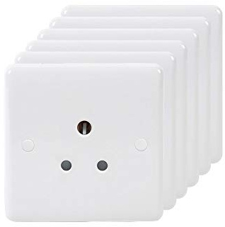6 Pack - Lieber Silk White 5 Amp Single Plug Socket - Curved Edge
