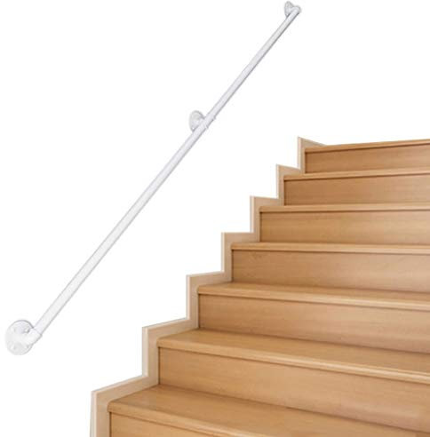 Sicurezza Bianca Metallo corrimano per scale Interni Esterni | Sicurezza Supporto Ringhiere for disabili anziani in ferro battuto Ringhiera montaggio a parete Kit, for Ospedale corridoio di accesso