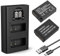 LP-E17 Onshida Kameraakkus, 2 Pack 1100mAh Batterie Ladegerät Ladeset für für Canon EOS M3 M5 M6 200D 77D 750D 760D 800D 8000D Kuss X8i Rebel T6i T6s(Micro USB und USB C Port)