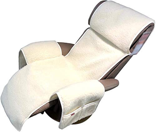 Sesselschoner für Relaxsessel Extrabreit, 100% Merinowolle, breite 60cm (Wollweiß)