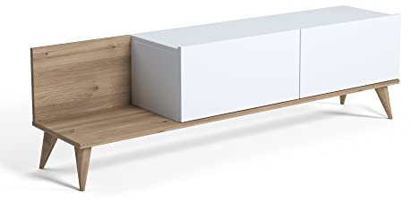 Amazon-Marke: Movian TV-Ständer Soho, Lowboard-Schrank, Mittel, Weiß-Eiche, 152 x 35 x 43 cm
