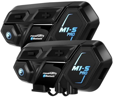 Fodsports M1-S Pro Intercomunicador Casco Moto Bluetooth, 8 Motociclistas de 2000m, Sistema Comunicación Casco con Compartir Música, Cancelación Triple de Ruido/Carga Rápida/Emparejamiento Universal