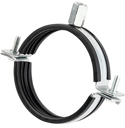 Abrazadera de Tubo de Ø 80mm, de Acero Galvanizado con Goma de Amortiguador para Soporte de Tubos de Calefacción, Canalón, 1 Unidad