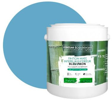 BOX DECO COULEURS Pintura natural ecológica interior exterior aspecto mate Natura - 2,5 L, azul pavo real